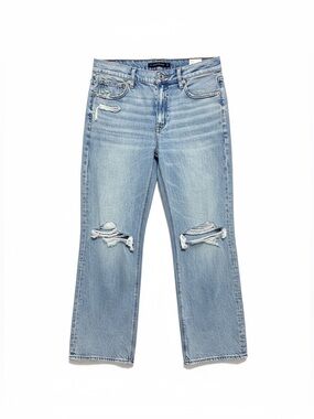 AE Strigid High Waisted Stovepipe Jeans Women's Size 8 US Light Wash Ripped